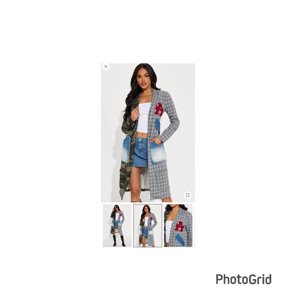 Fashion Nova Camouflage and Plaid Patchwork Blazer - Picture 5 of 5